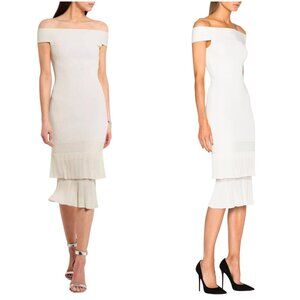 Roland Mouret Amery Ripple Open Lace Dress size US 8 UK 12 white off shoulder